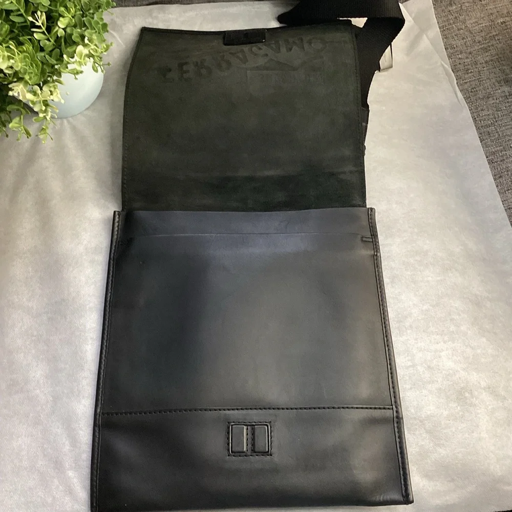 Salvatore Ferragamo Black Embossed Leather Shoulder Bag